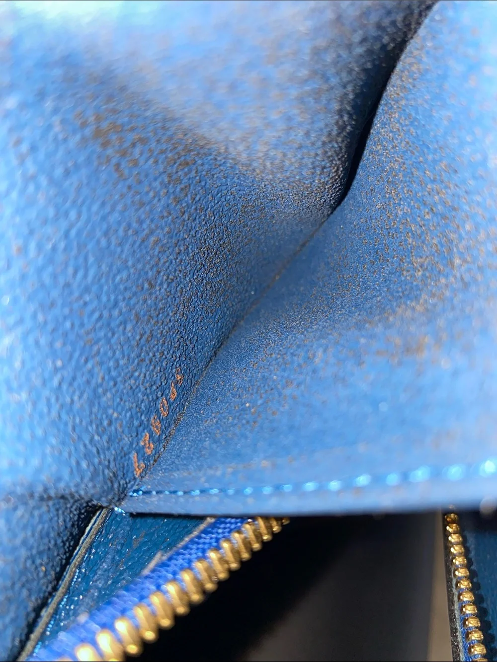 Authentic Rare LOUIS VUITTON Epi Blue Leather Dauphine GM Pouch Bag